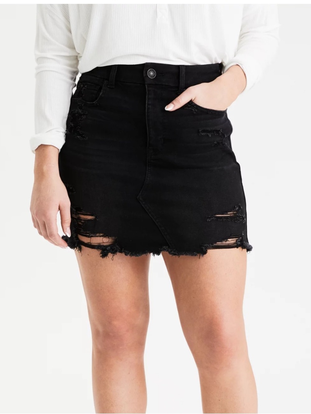 🆕 AE Ne(x)t Level Curvy High-Waisted Denim Mini Skirt